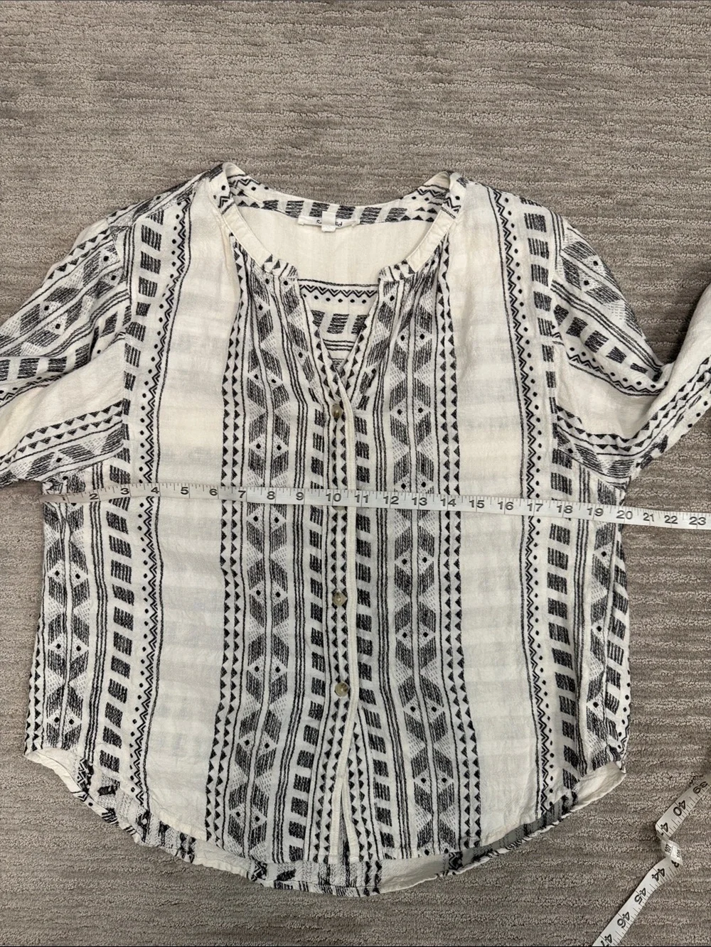 Splendid Freesia Embroidered Long Sleeve Linen Top Size Small